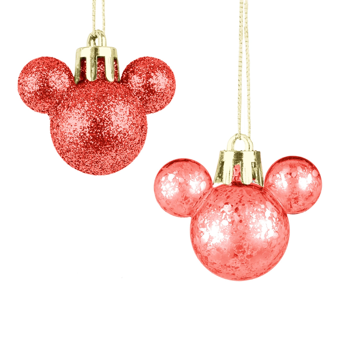 Esferas NavideÃ±as en Forma de Mickey, 8 pzas, Color Rojo