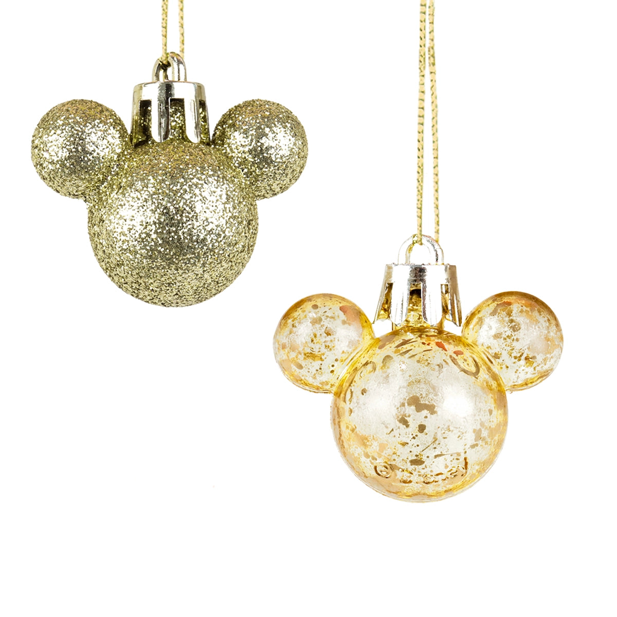 Esferas NavideÃ±as en Forma de Mickey, 8 pzas, Color Dorado