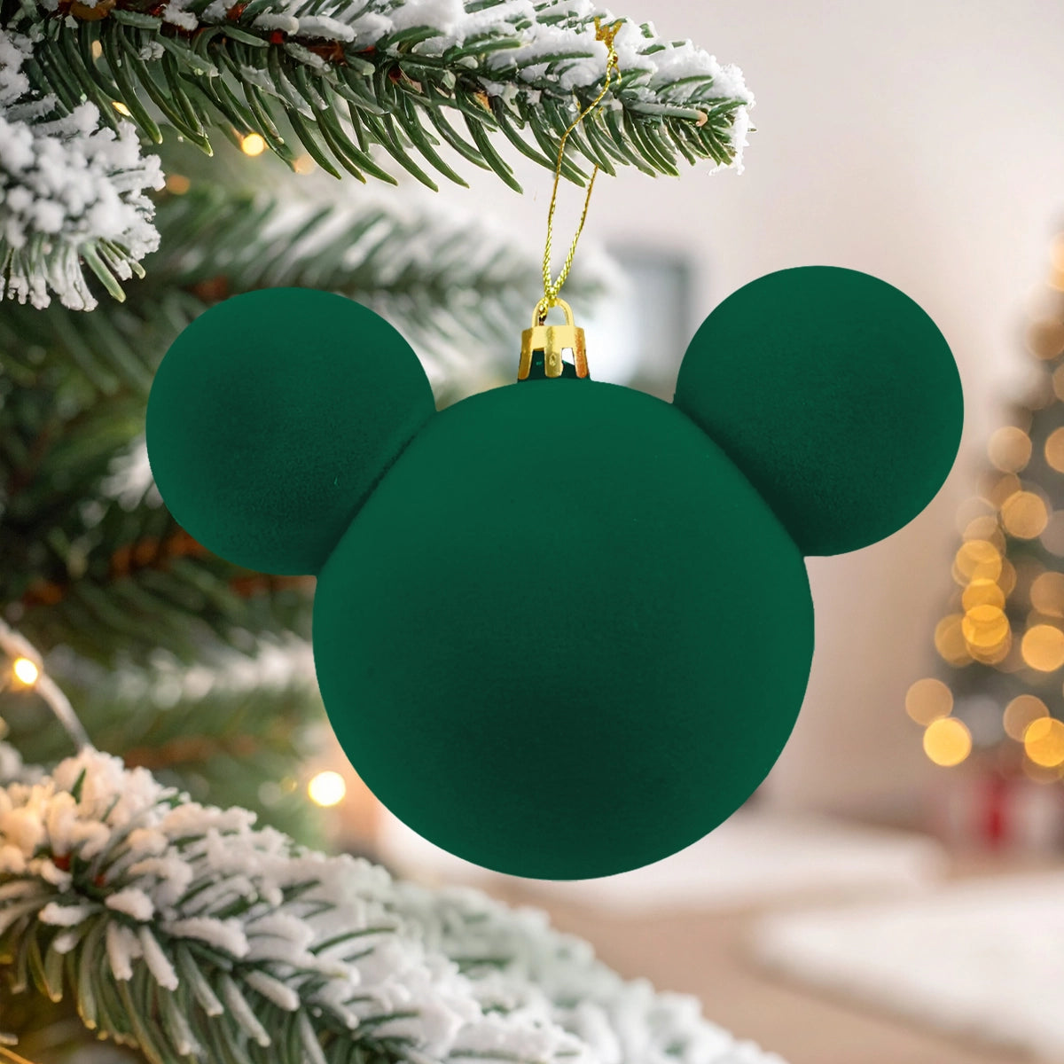 Esfera Navideña de Terciopelo, Mickey, Color Verde