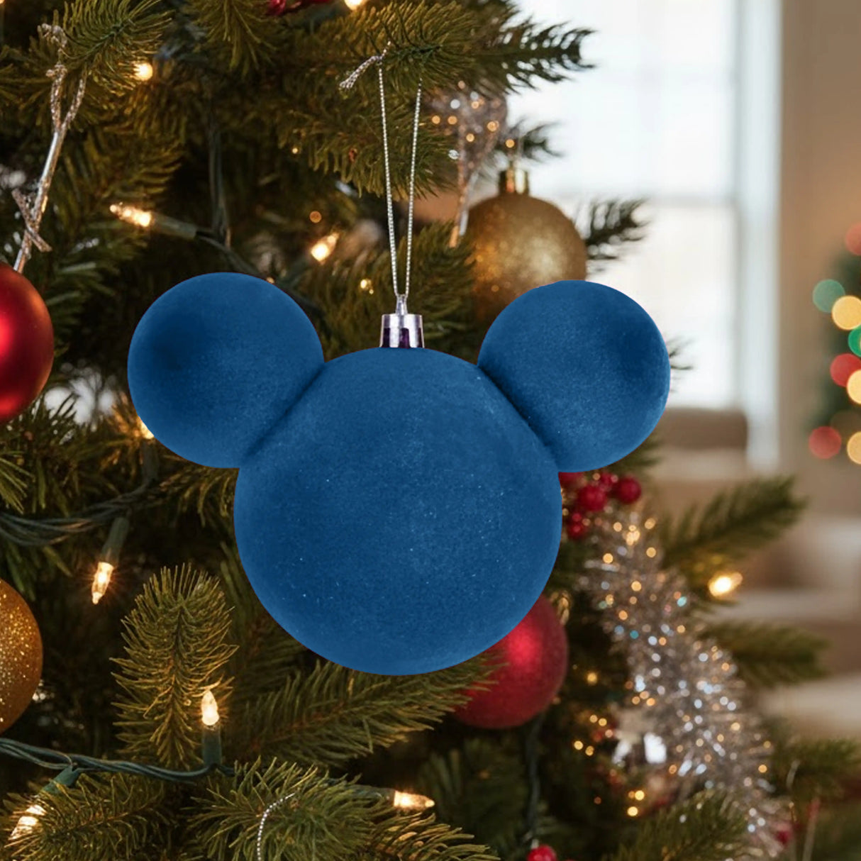Esfera Navideña en Forma de Mickey, Color Azul