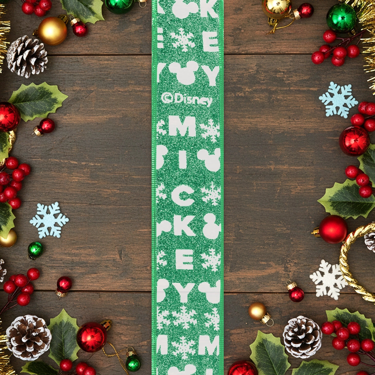 Listón Navideño, Mickey, Color Verde