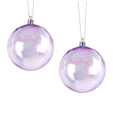 Esferas Navideñas, Iridiscente, Color Lila, 2 pzas