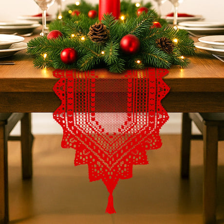 Camino de Mesa Navideño, Diseño Carpeta, Color Rojo