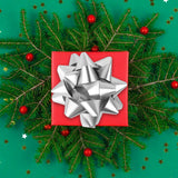Moños de Regalo, Color Plata, 4 pzas