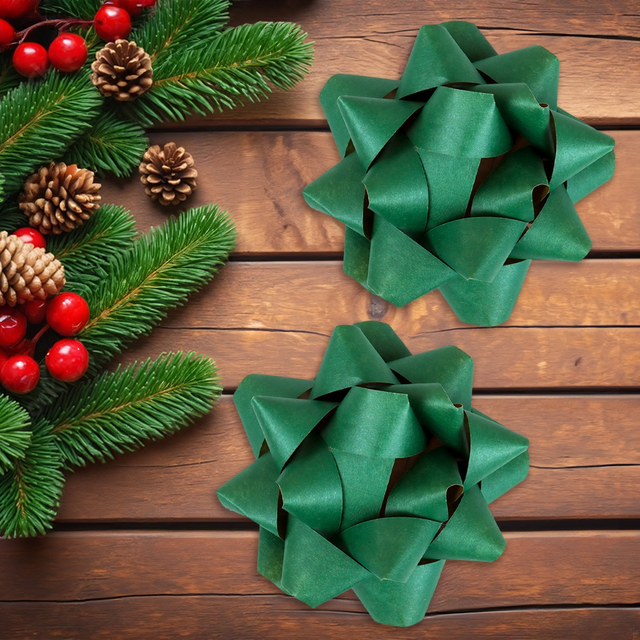 Moños para Regalo, Kraft, Color Verde