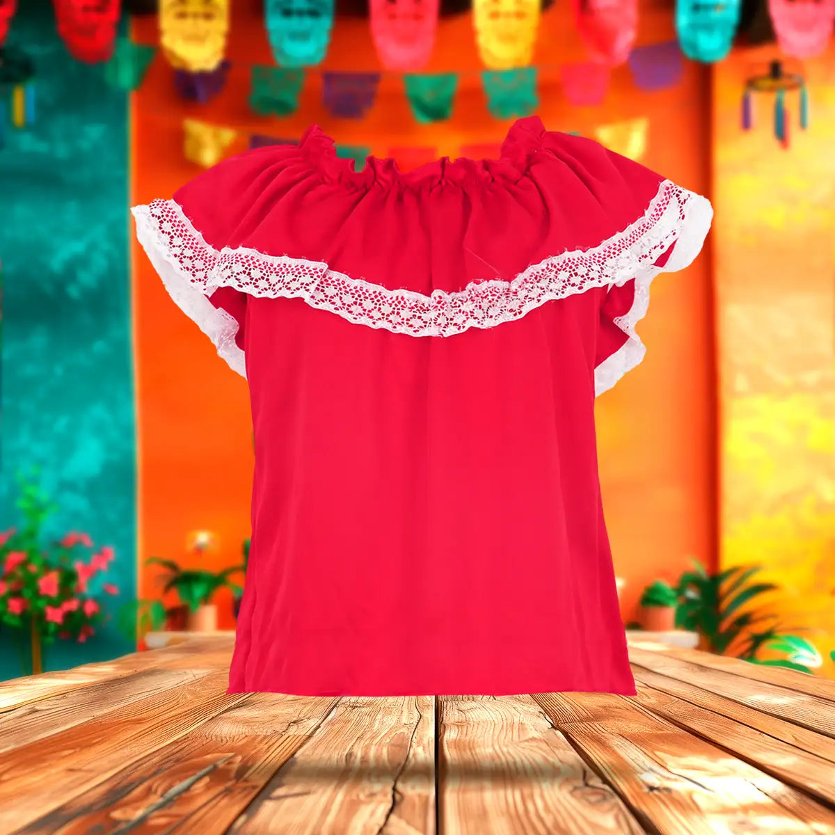 Blusa Regional, Color Rojo, Fiestas Patrias, Talla Chica