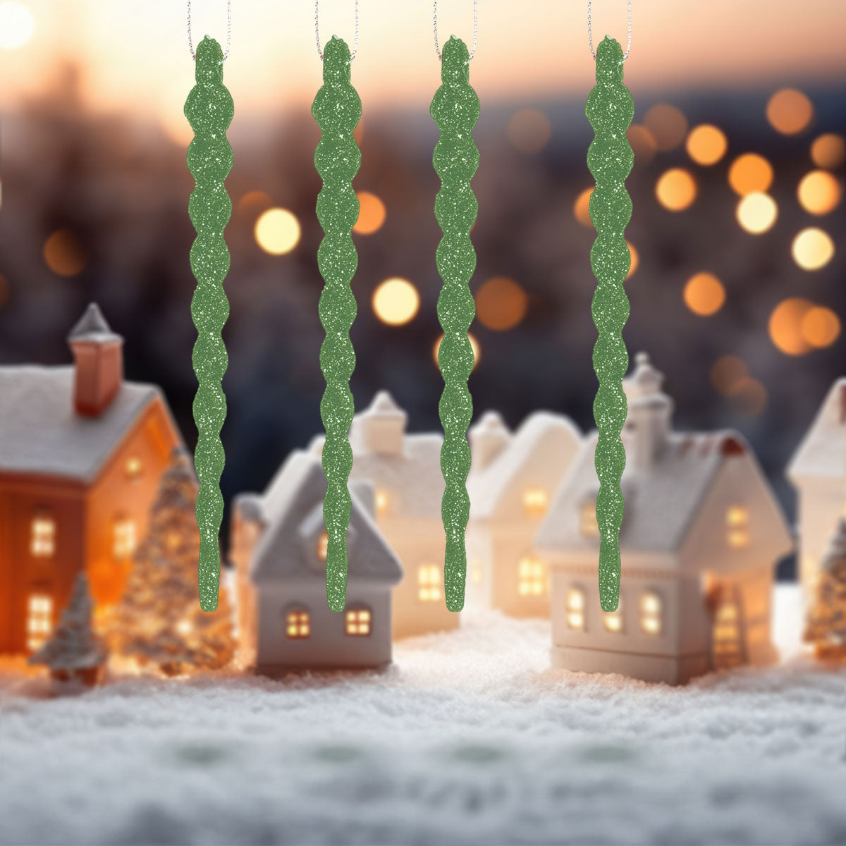 Ornamentos Navideños en Forma de Espiral, 8 pzas, Color Verde