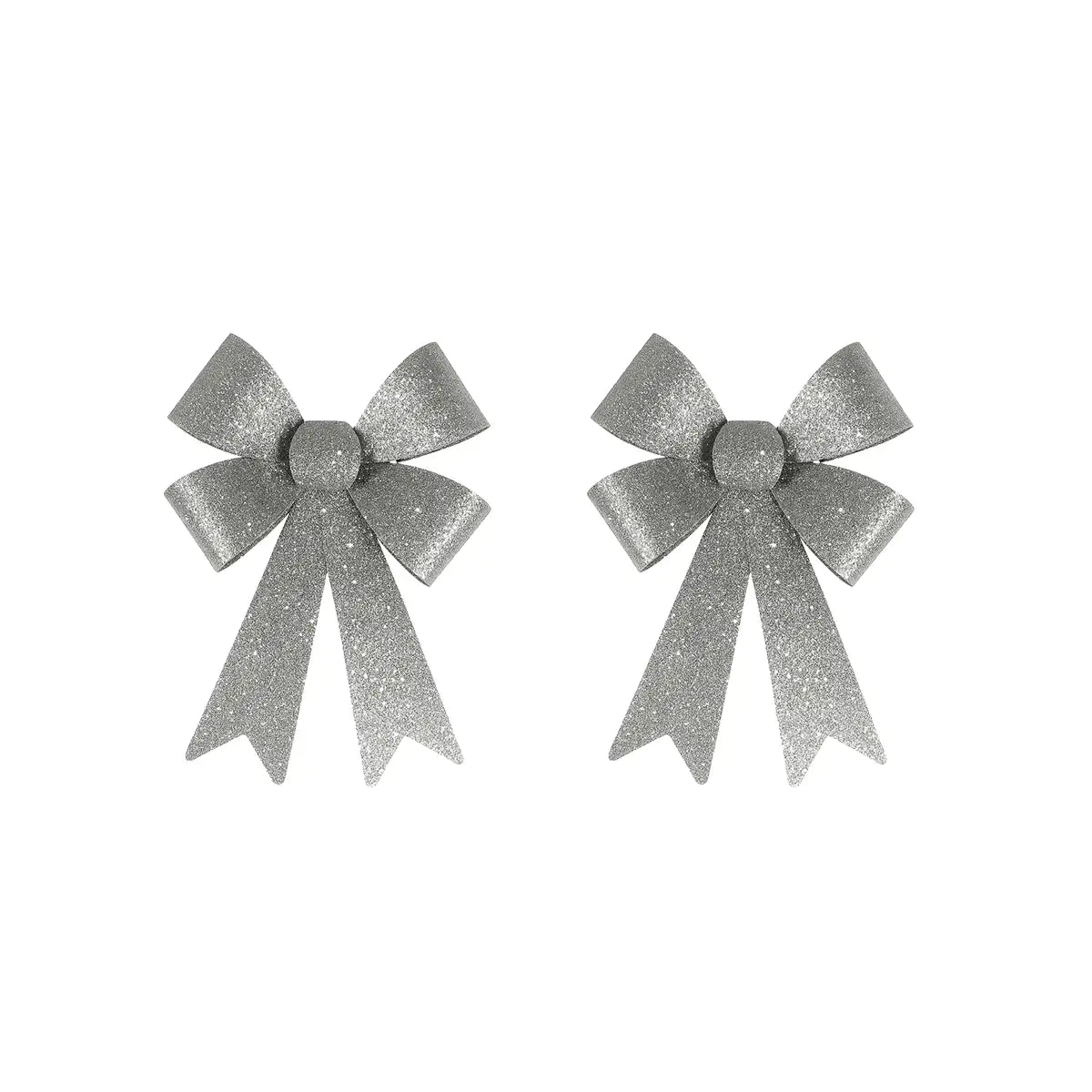 Moño Decorativo, Glitter, Color Gris, 2 pzas