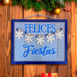 Letrero Colgante "Felices Fiestas" Color Azul