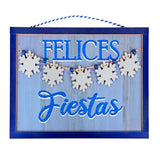 Letrero Colgante "Felices Fiestas" Color Azul
