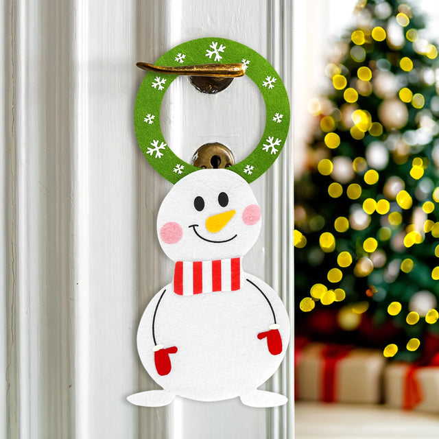 Adorno Navideño de Muñeco de Nieve para Manija, Color Verde