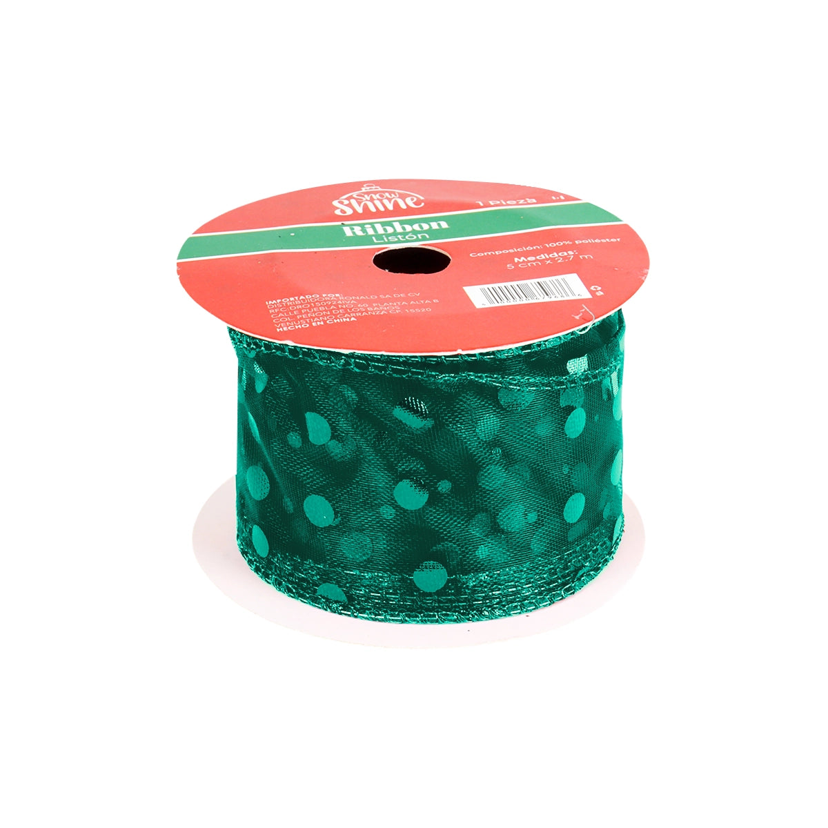 Listón Navideño, Color Verde, Ribbon