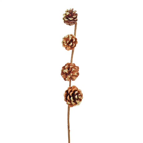 Follaje Navideño Decorativo, Piñas, Color Oro