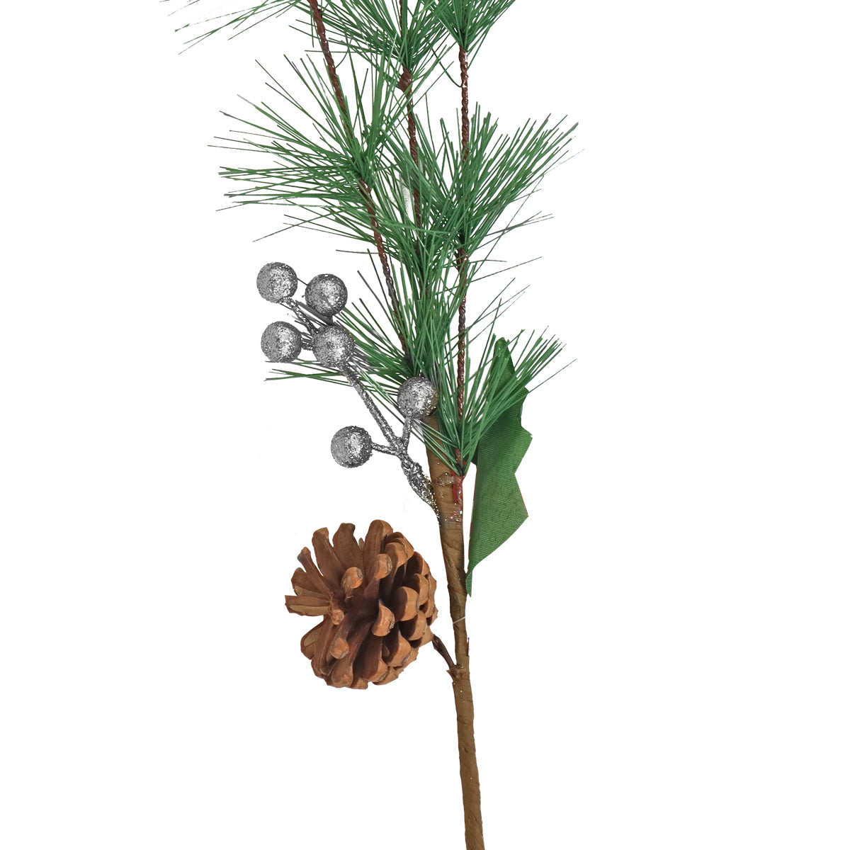 Follaje Navideño Decorativo, Pino y Piña, Color Plata