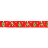 Listón Navideño, Pinos, Color Rojo