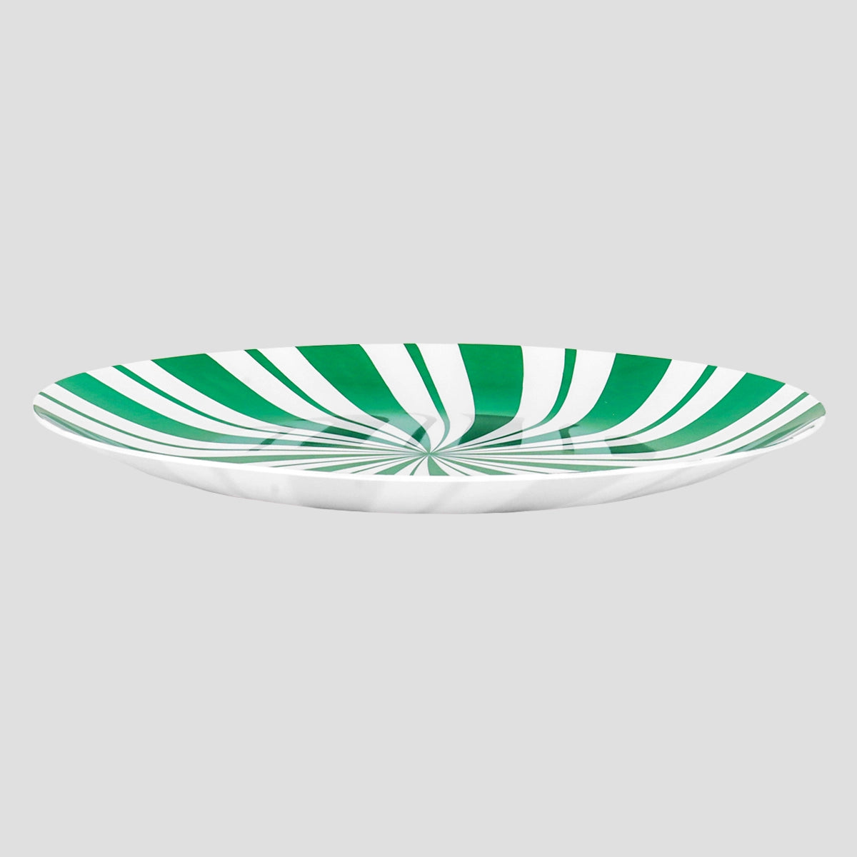 Plato de Plástico Navideño, Diseño Caramelo, Color Verde