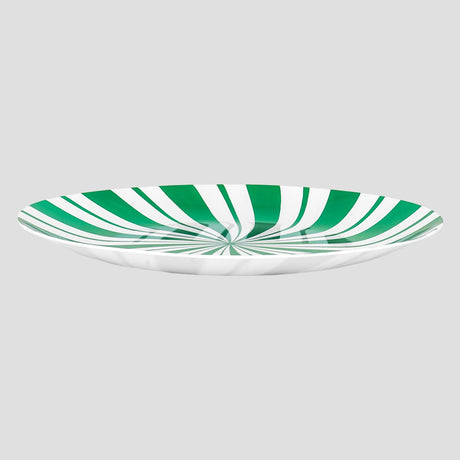 Plato de Plástico Navideño, Diseño Caramelo, Color Verde