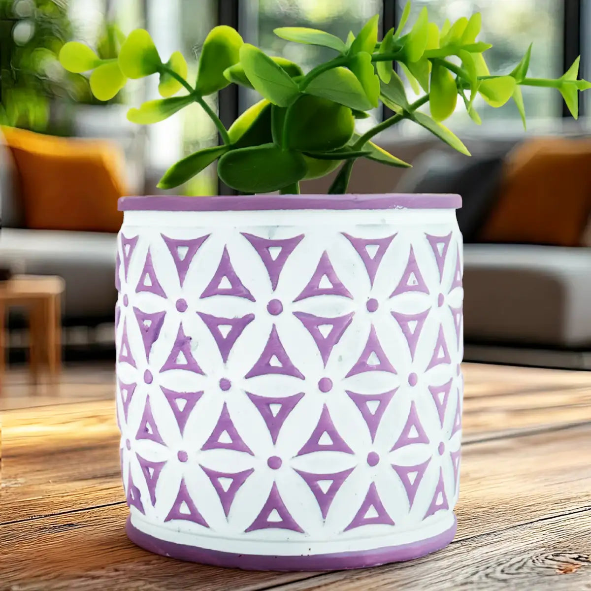 Maceta con Planta Artificial, Diseño Color Morado
