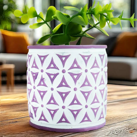 Maceta con Planta Artificial, Diseño Color Morado