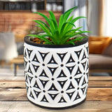 Maceta con Planta Artificial, Diseño Color Negro