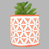 Maceta con Planta Artificial, Diseño Color Naranja