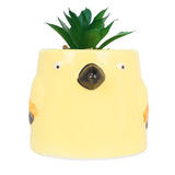 Maceta de Pájaro con Mini Planta Artificial, Color Amarillo