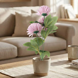 Crisantemo, 3 Flores Artificiales, Color Lila
