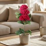 Crisantemo, 3 Flores Artificiales, Color Rosa
