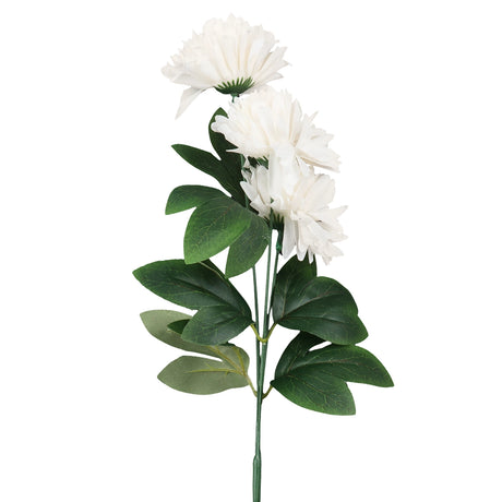 Crisantemo, 3 Flores Artificiales, Color Blanco