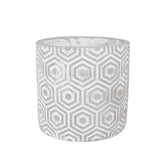 Maceta Textura Hexagonal, Color Blanco y Gris
