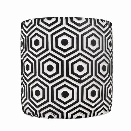 Maceta Textura Hexagonal, Color Negro