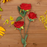 Rosa Artificial, 3 Flores, Color Rojo