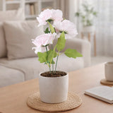 Peonia, 3 Flores Artificiales, Color Rosa