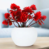 Planta Roja con Maceta Circular, Color Blanco
