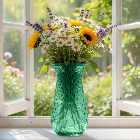 Florero de Cristal, Sirena, Color Verde