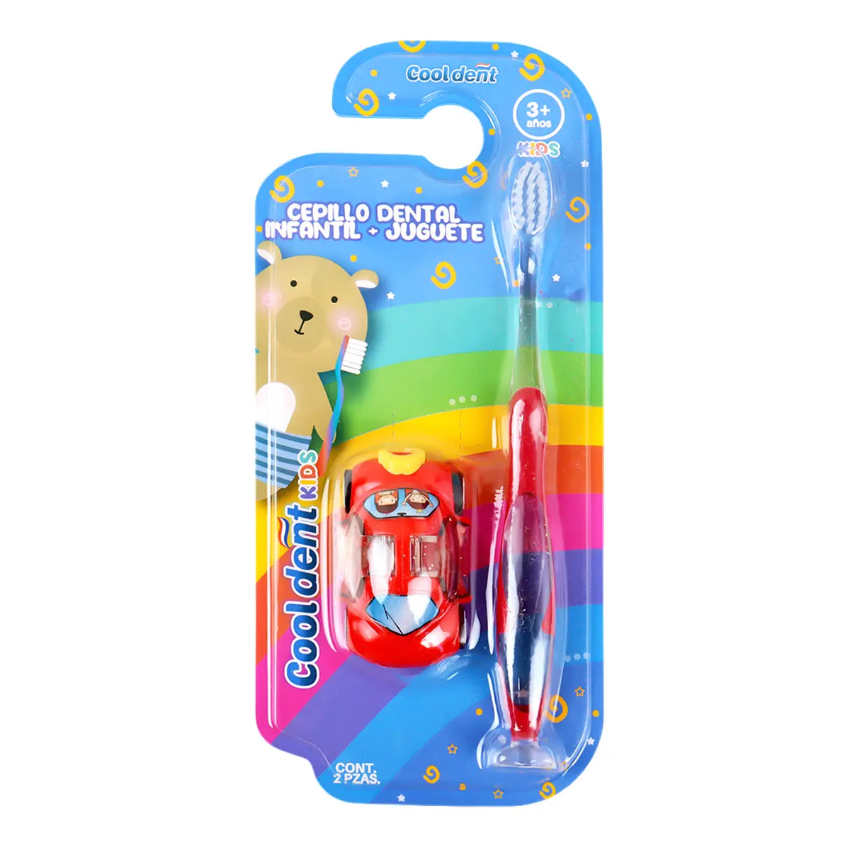 Cepillo Dental Infantil con Coche de Juguete, Cool Dent, Color Rojo