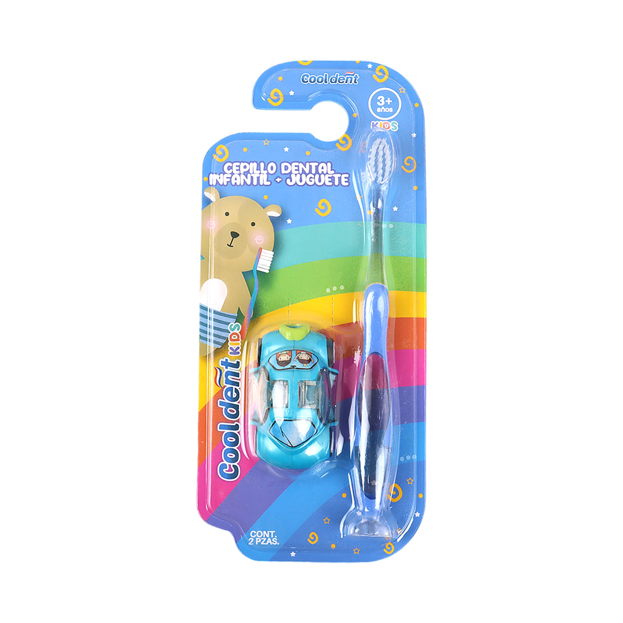 Cepillo Dental Infantil con Coche de Juguete, Cool Dent, Color Azul