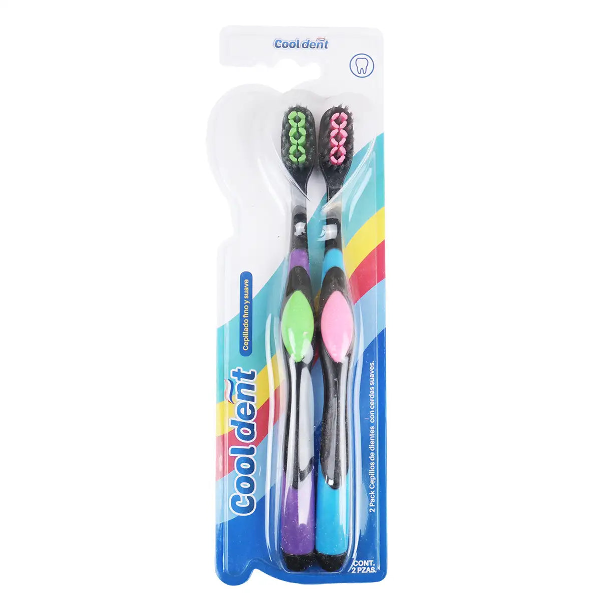 Cepillo Dental, Color Rosa y Verde, 2 pzas