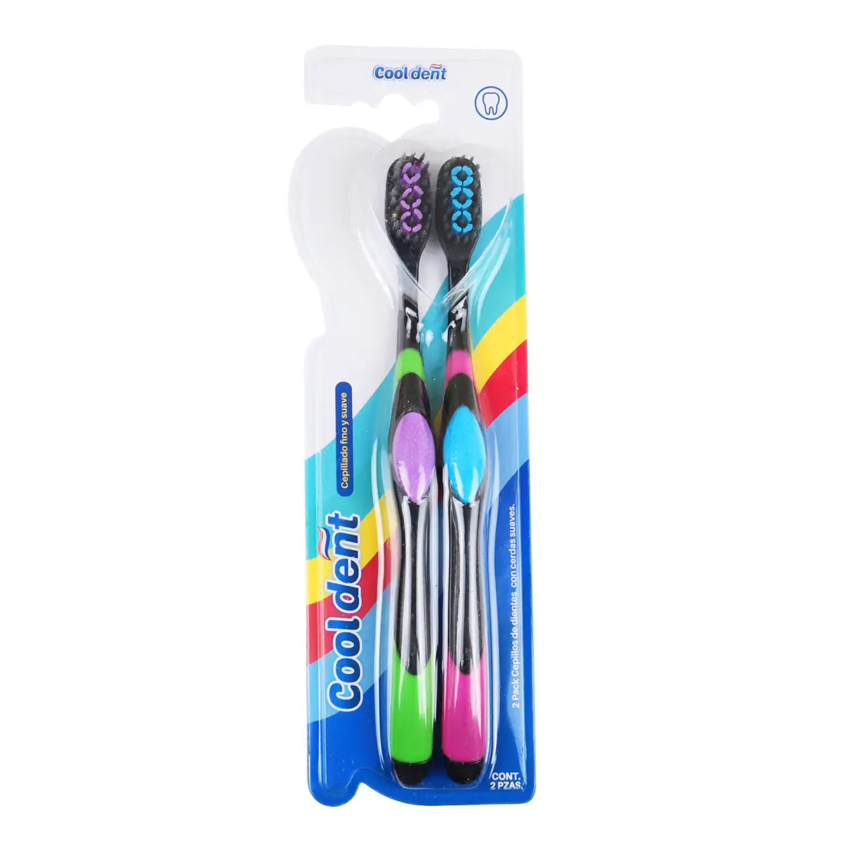 Cepillo Dental, Color Morado y Azul, 2 pzas