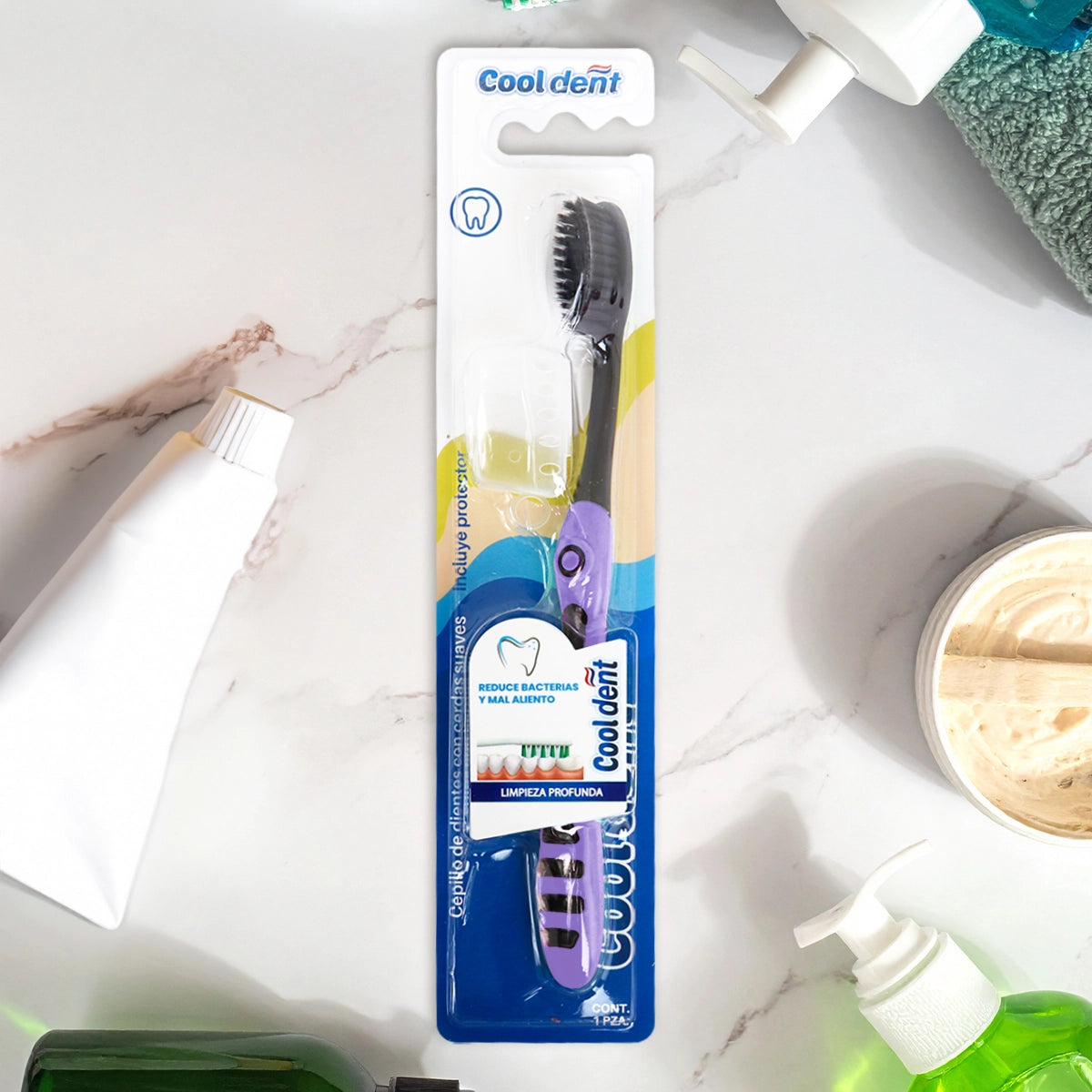 Cepillo de Dientes con Protector, Color Morado