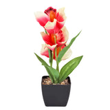 Orquídea Artificial con Maceta, Color Fucsia
