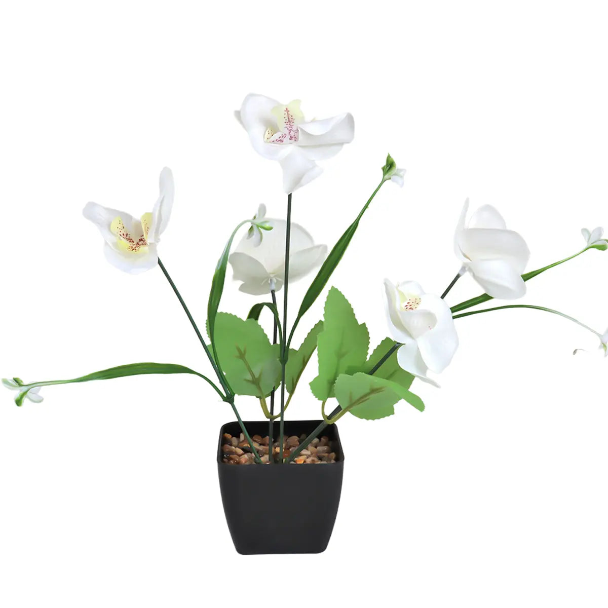 Orquídea Mariposa Artificial con Maceta, Color Blanco