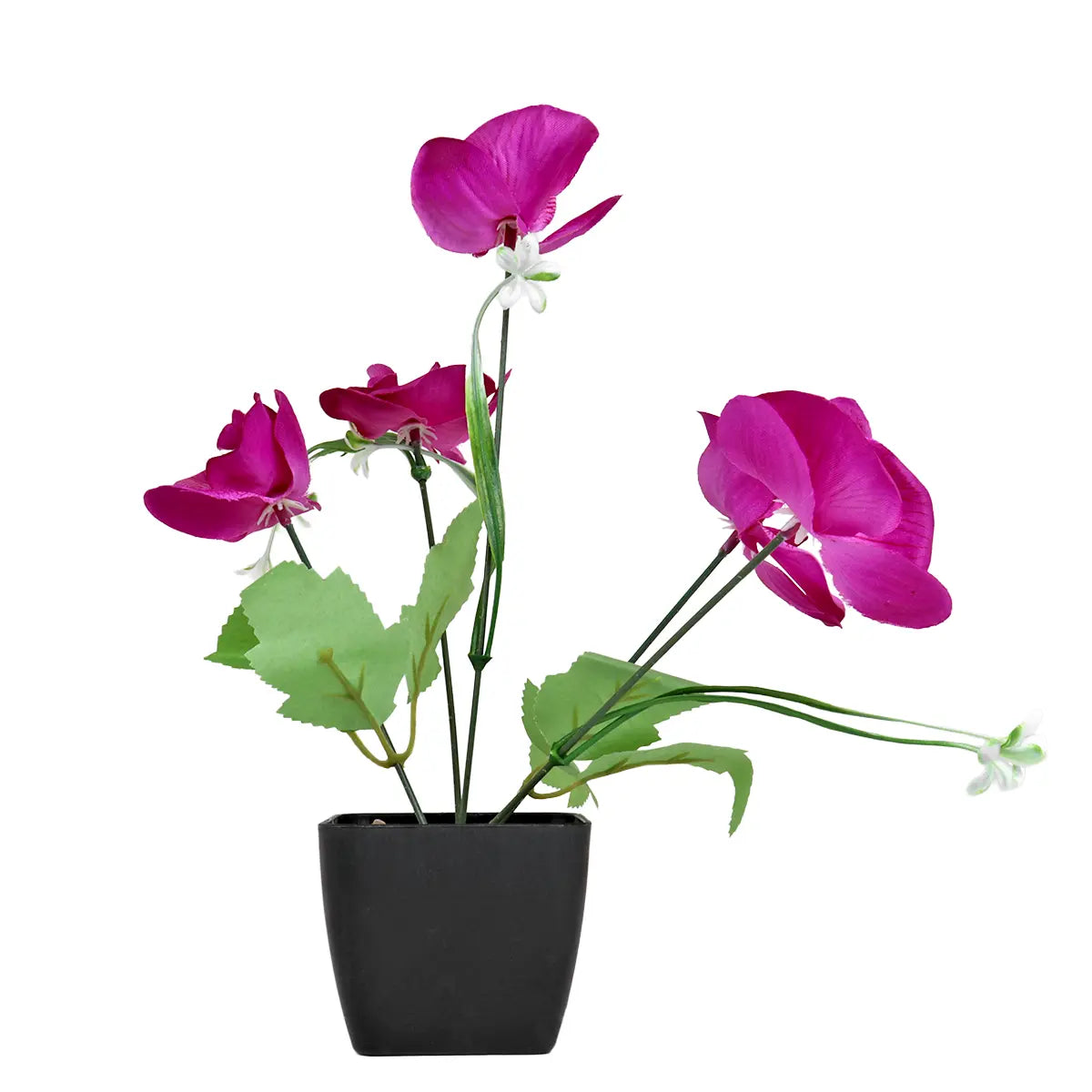 Orquídea Mariposa Artificial con Maceta, Color Morado