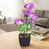 Orquídea Mariposa Artificial con Maceta, Color Morado y Blanco