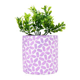 Maceta con Planta Artificial, Diseño con Patrón Figuras, Color Lila