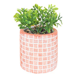 Maceta con Planta Artificial, Diseño Cilindro, Color Naranja