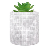 Maceta con Planta Artificial, Diseño Cilindro, Color Gris