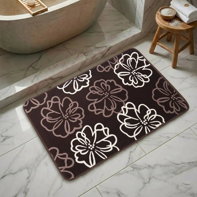 Tapete, Diseño Flores, Color Café, Rectangular