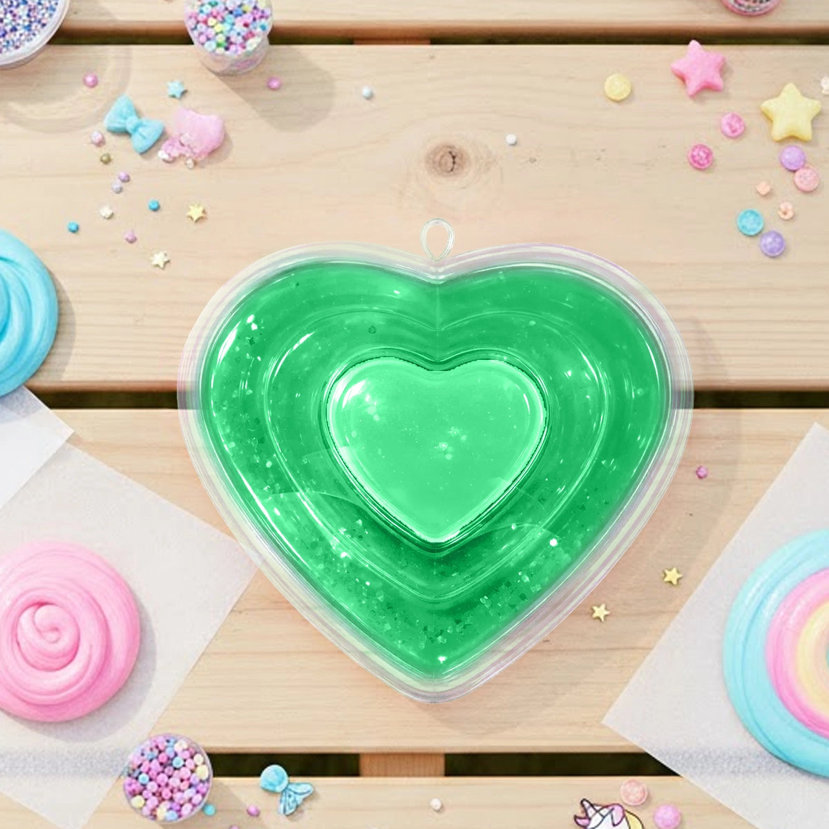 Slime, Corazón, Color Verde, 230 gr