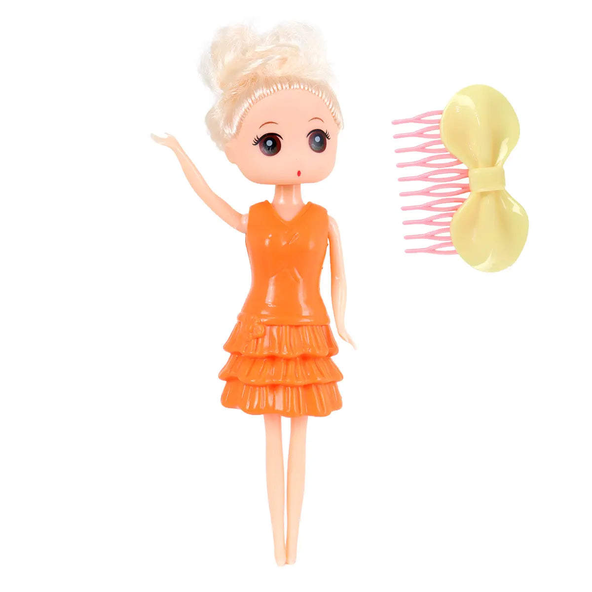 Mini Muñeca con Vestido y Accesorios, Color Naranja